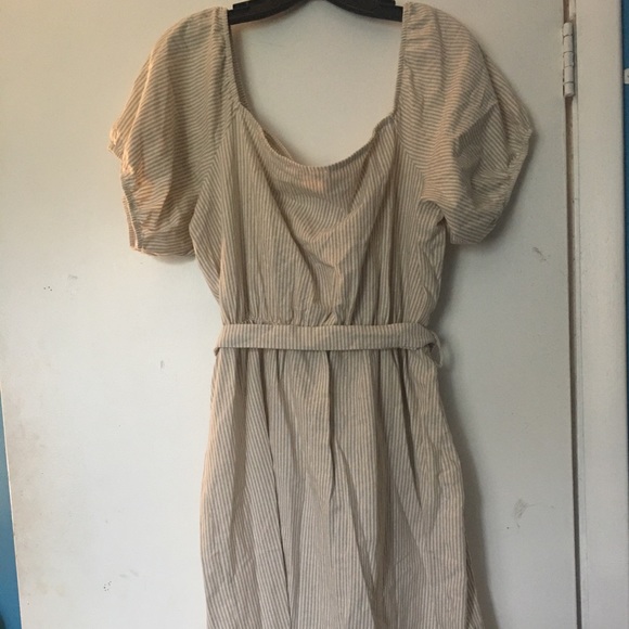 Striped Linen Button Front Midi Dress NWOT - Picture 2 of 4